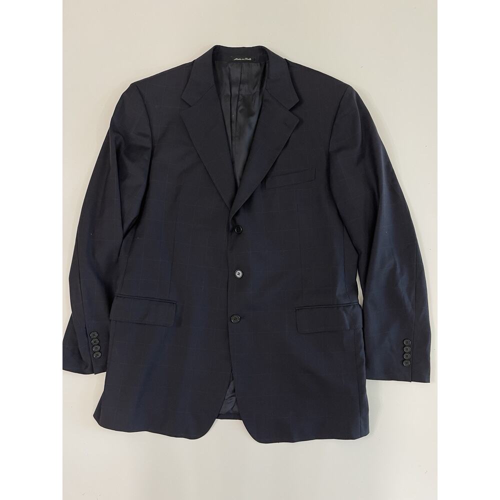 Vintage Faconnable Men’s Sports Jacket 60 Made In Italy Virgin Wool Navy Blue